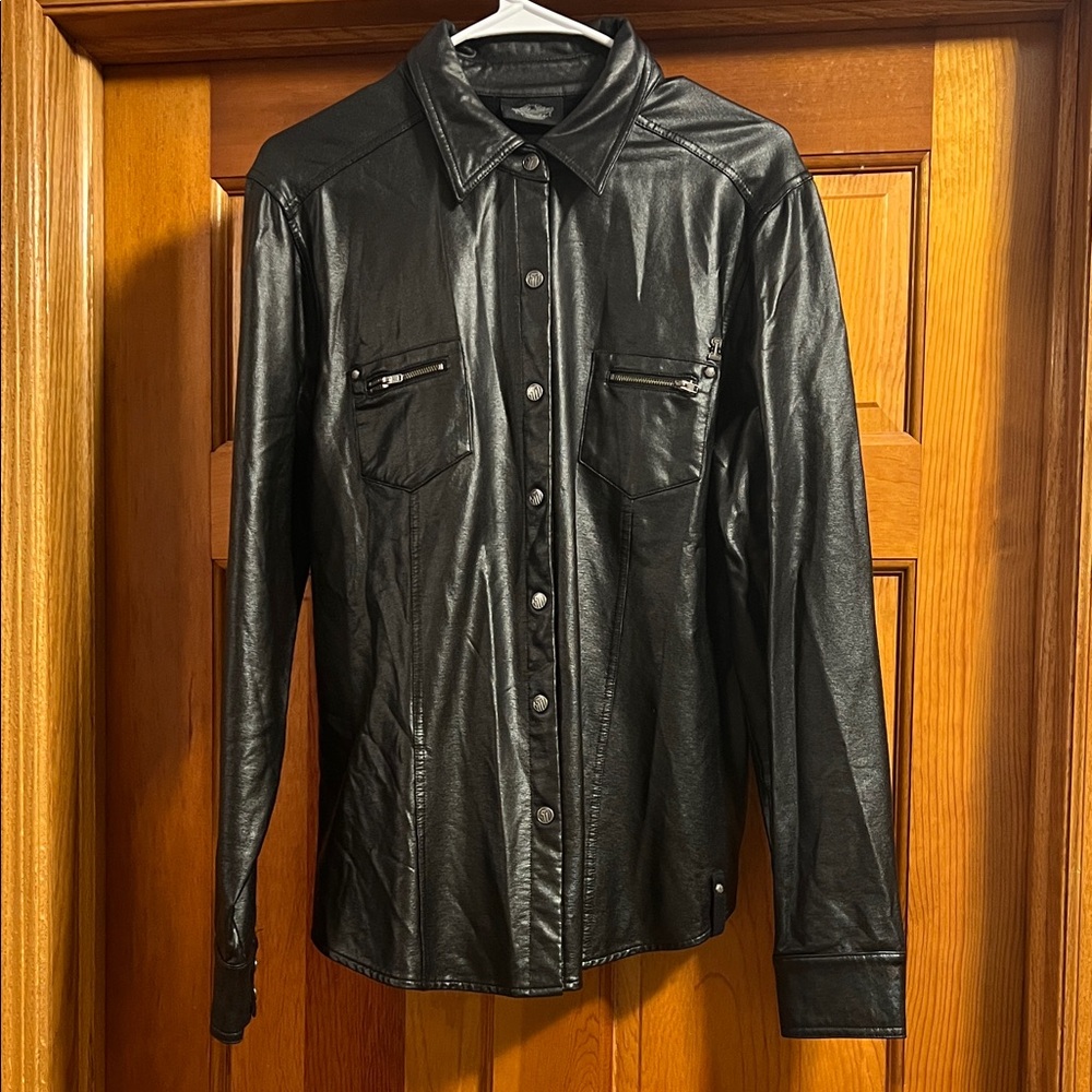 Harley-Davidson Black Snap-Front Shirt Jacket